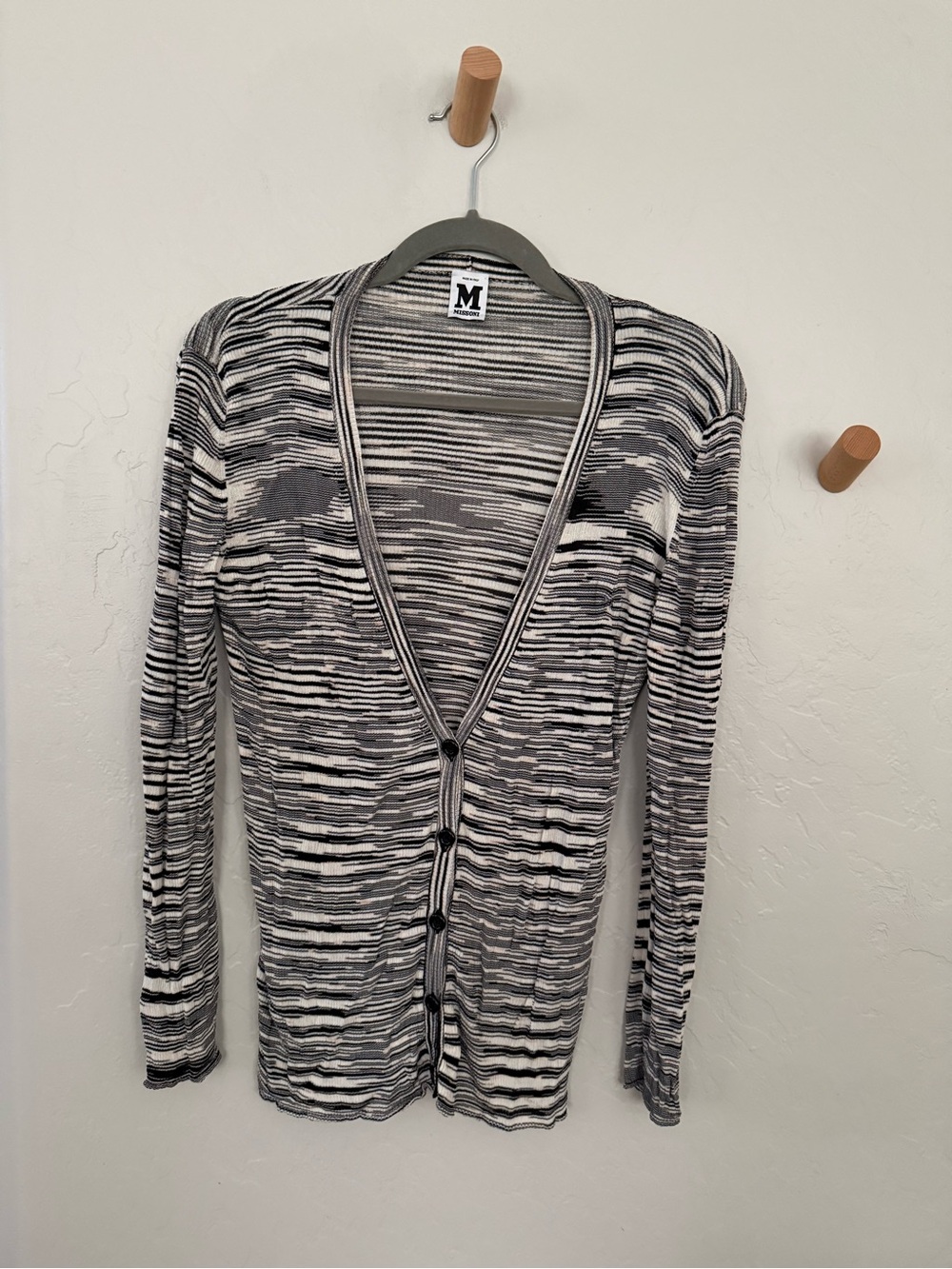 Missoni Black and White Striped Lightweight Cardigan